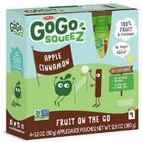 GoGo squeeZ Applesauce Cinnamon 3.2oz, 4 Ct - Water Butlers