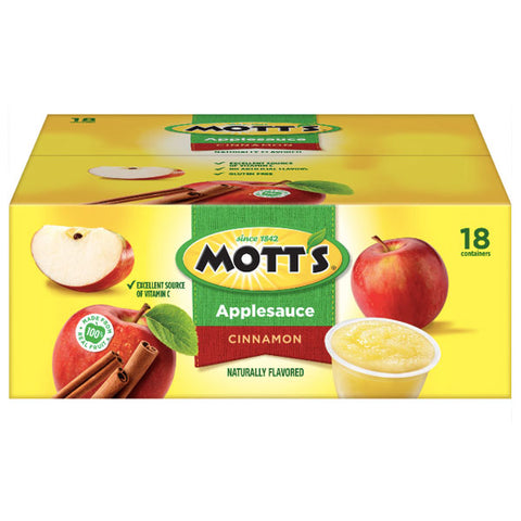 Mott's Cinnamon Applesauce, 4 Oz Cups, 18 Ct - Water Butlers