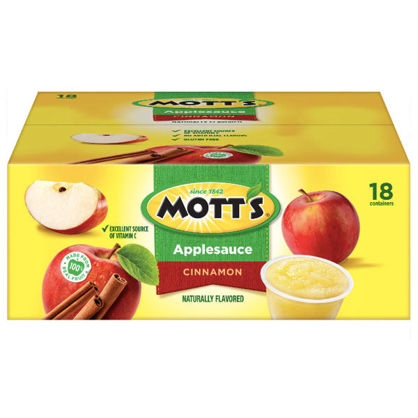 Mott's Cinnamon Applesauce, 4 Oz Cups, 18 Ct - Water Butlers