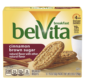 BelVita Breakfast Biscuits, Cinnamon Brown Sugar, 5 Ct