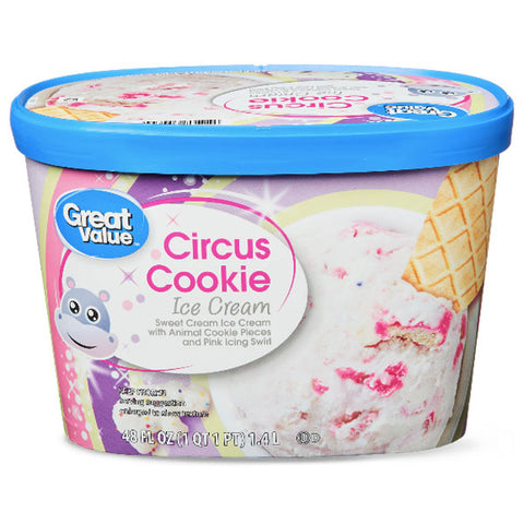 Great Value Circus Cookie Ice Cream, 48 fl oz