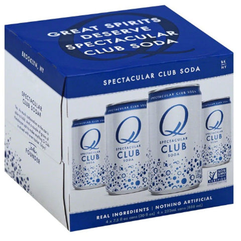 Q Drinks Club Soda, 7.5 fl oz Cans, 4 Ct - Water Butlers