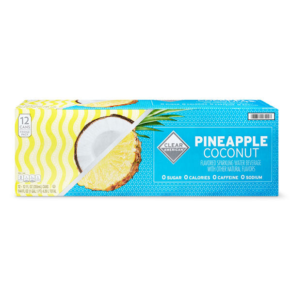 Clear American Sparkling Water, Pineapple Coconut, 12 fl oz, 12 Count