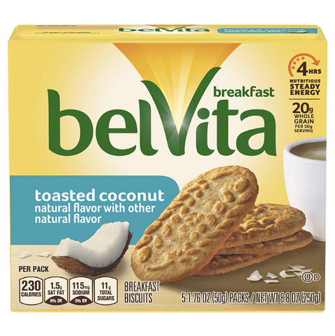 BelVita Breakfast Biscuits, Toasted Coconut, 5 Ct - Water Butlers