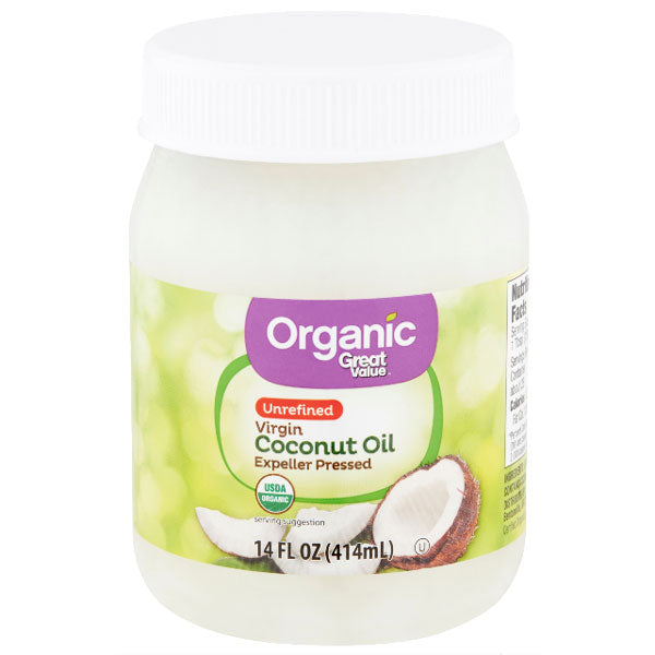 Great Value Organic Unrefined Virgin Coconut Oil, 14 fl oz - Water Butlers