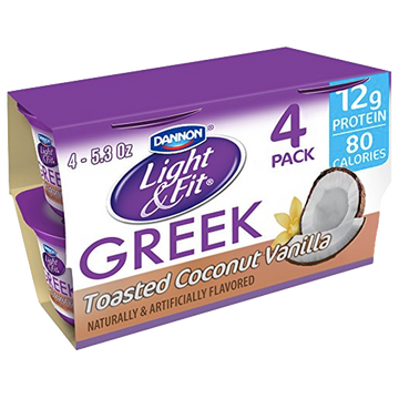 Dannon Light & Fit Greek Yogurt, Toasted Coconut Vanilla, 4Ct