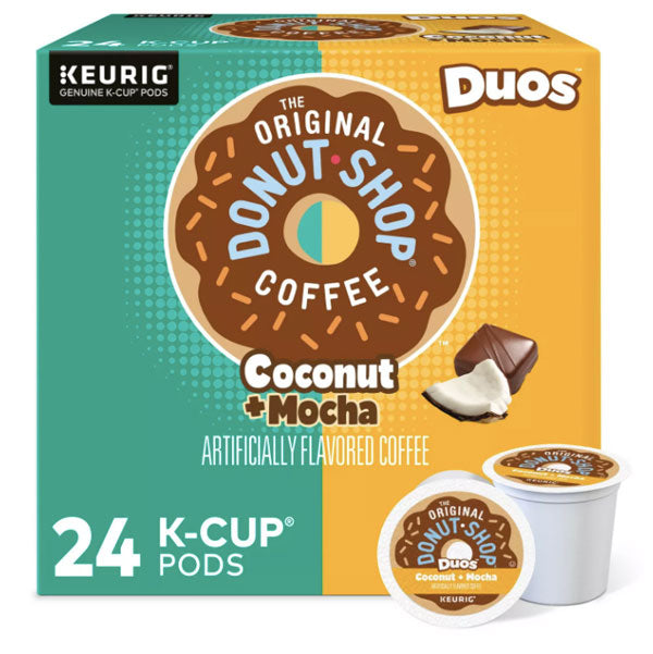 The Original Donut Shop Duos Coconut + Mocha Keurig K Cup Pods, Medium Roast Coffee, 24 Count