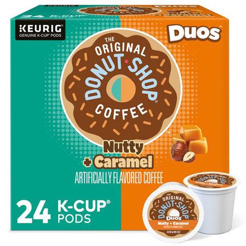 The Original Donut Shop Duos Nutty + Caramel Keurig K Cup Pods, Medium Roast Coffee, 24 Count