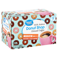 Great Value Donut Shop 100% Arabica Medium Ground Coffee Keurig pods, 12 Count