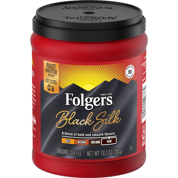 Folgers Black Silk Ground Coffee, Dark Roast, 10.3 oz