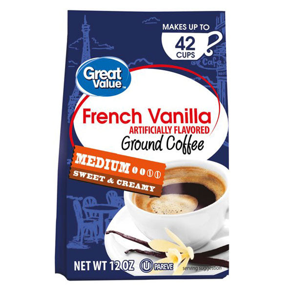 Great Value French Vanilla Medium Ground Coffee, 12 oz