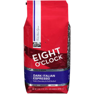 Eight O'Clock Dark Italian Espresso Roast Whole Bean Coffee, 32 oz