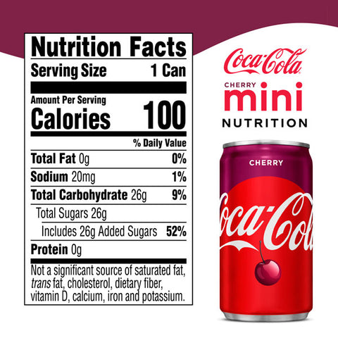 Coca Cola Soda Cherry Coke Mini Cans, 10 Pack