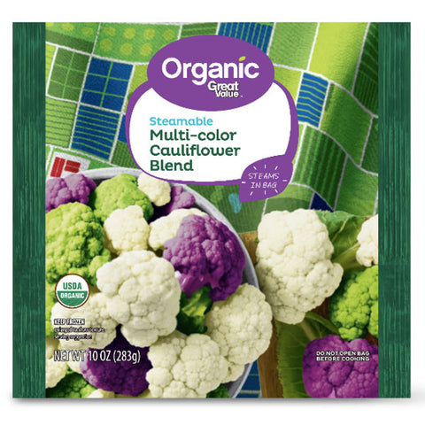 Great Value Organic Steamable Multi-color Cauliflower Blend, 10 oz - Water Butlers