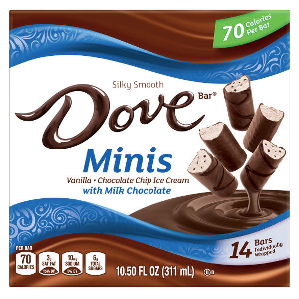 Dove Minis Ice Cream Bars, Vanilla and Chocolate Ice Cream With Milk Chocolate, 14 Ct