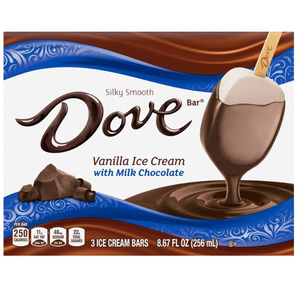 Dove Vanilla Ice Cream With Milk Chocolate Bar, 3 Ct