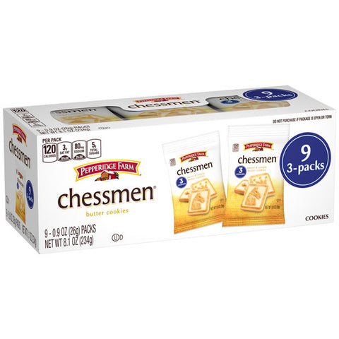 Pepperidge Farm Chessmen Butter Cookies, 9 pk, 3 cookies per pack