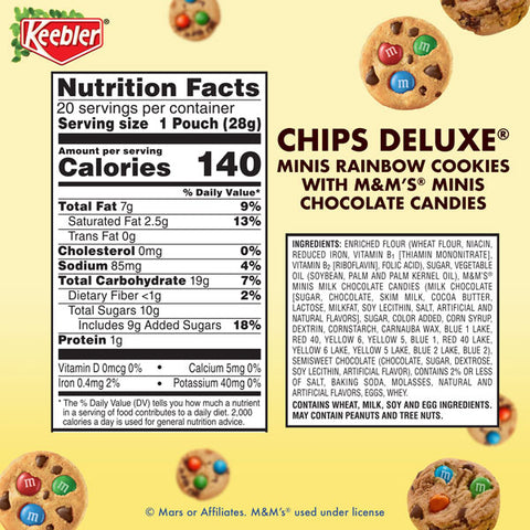 Keebler Chips Deluxe Mini M&M's Cookies, 30 Count