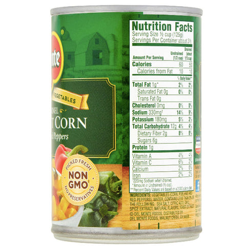 Del Monte Southwest Corn Pablano & Red Peppers, 15.25 Oz - Water Butlers