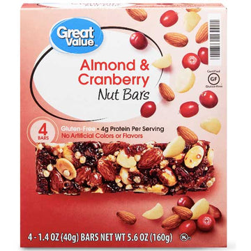 Great Value Almond & Cranberry Nut Bars, 4 Count