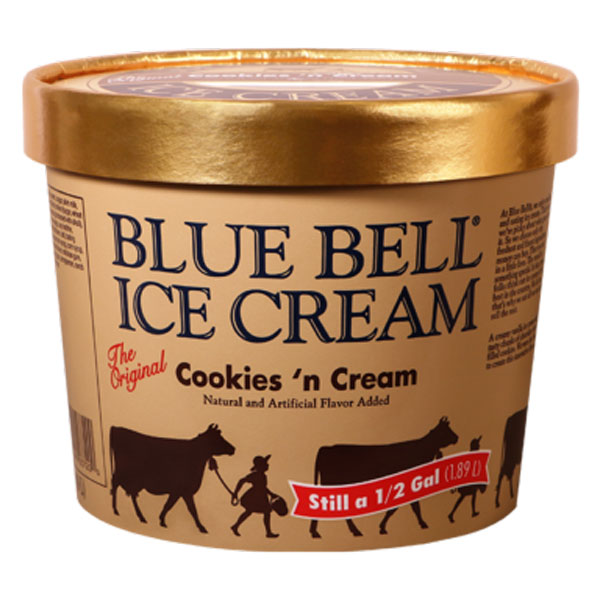 Blue Bell Cookies 'n Cream Ice Cream, 0.5 gal