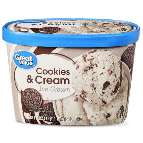 Great Value Cookies & Cream Ice Cream, 48 fl oz