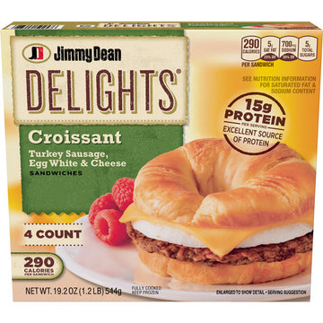Jimmy Dean Delights Turkey Sausage, Egg White & Cheese Croissant Sandwiches, 4 Ct