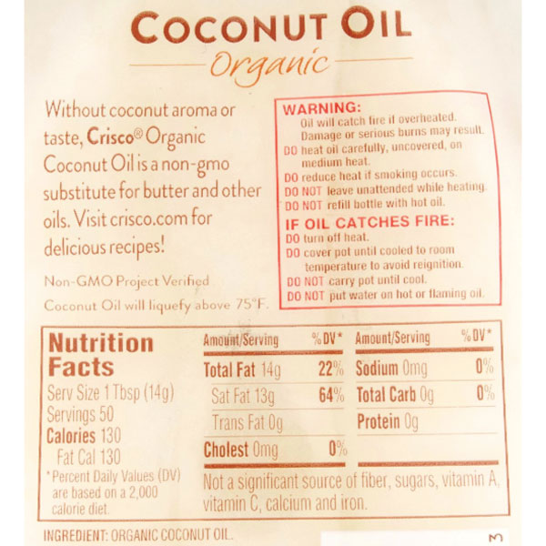 Crisco Organic Refined Coconut Oil, 27 fl oz - Water Butlers