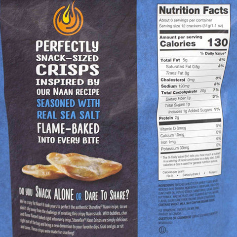 Stonefire Authentic Flatbreads Sea Salt Naan Crisps 6 oz.