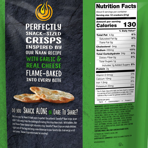 Stonefire Authentic Flatbreads Garlic & Cheese Naan Crisps 6 oz.