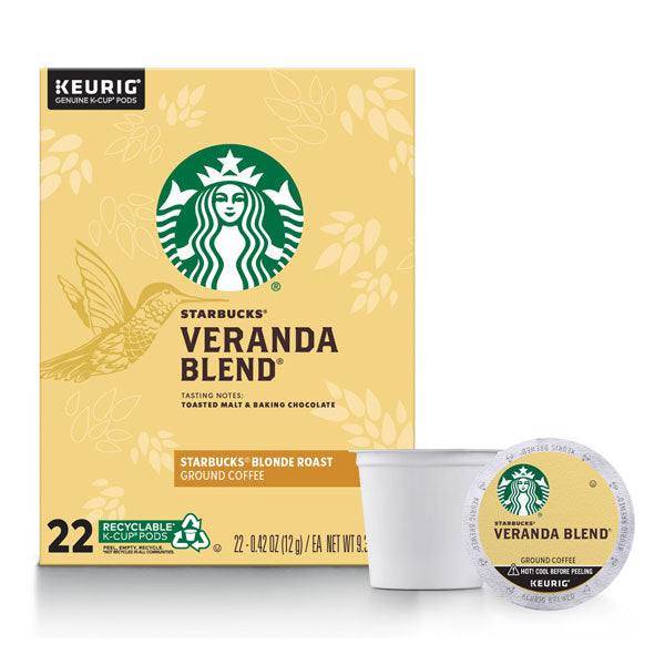 Starbucks Blonde Roast K Cup Coffee Pods, Veranda Blend for Keurig Brewers, 22 Count)