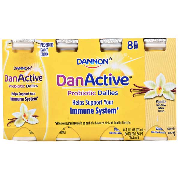 Dannon DanActive Probiotic Daillies Vanilla Yogurt Drink, 8 Ct Water