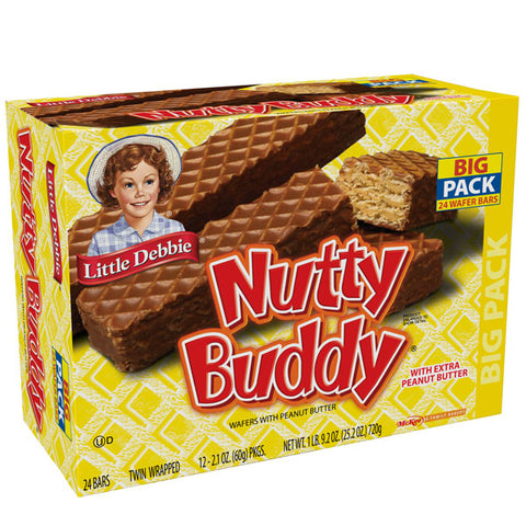 Little Debbie Nutty Buddy Wafer Bars, Big Pack, 12 Individually Wrapped, 24.1 oz