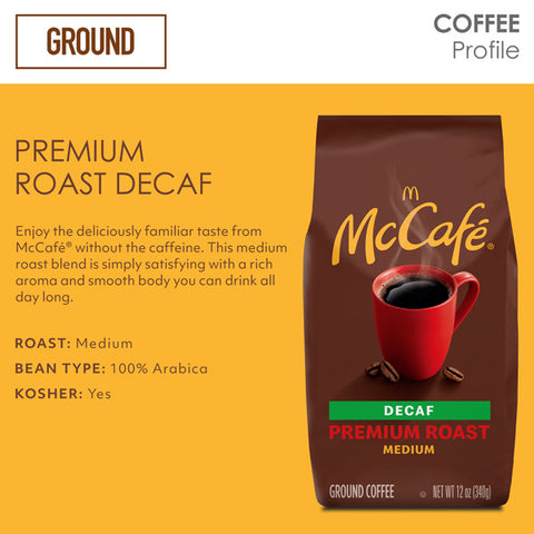 McCafe Decaf Premium Roast Ground Coffee, Medium Roast, 12 oz