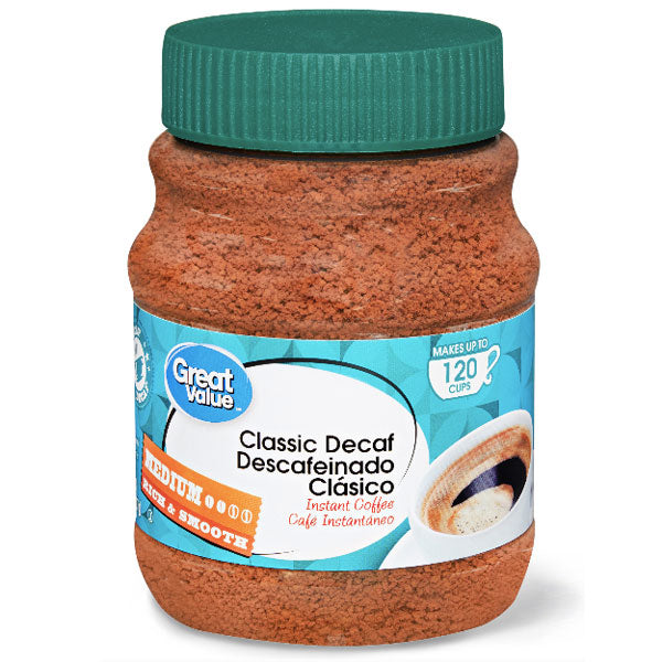 Great Value Classic Decaf Instant Coffee, Medium Roast, 8 oz - Water Butlers