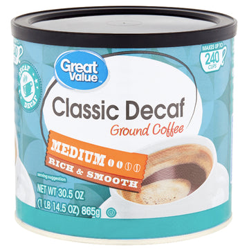 Great Value Classic Decaf, Medium Ground Coffee, 30.5 oz