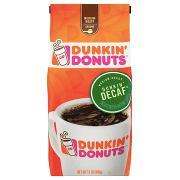 Dunkin' Donuts Medium Roast Ground Coffee - Decaf, 12 oz
