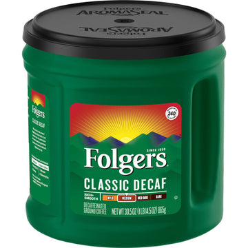 Folgers Decaf Coffee, Ground Coffee, Classic Medium Roast, 28.5 oz