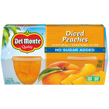 Del Monte No Sugar Added Diced Peaches, 4 Count