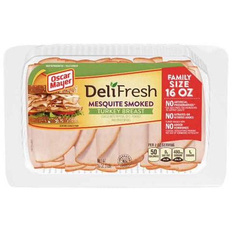 Oscar Mayer Deli Fresh Mesquite Smoked Turkey Breast, Family Size, 16 oz - Water Butlers