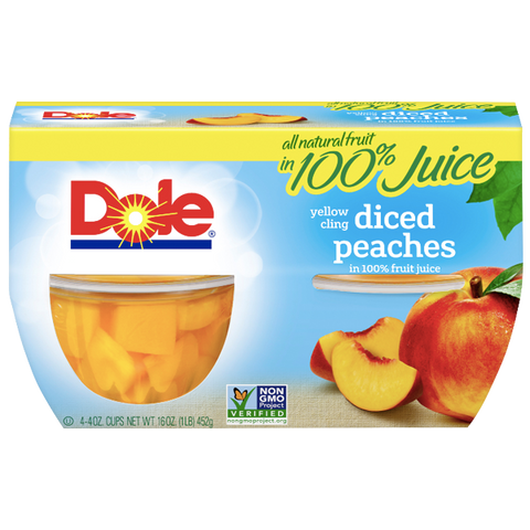 Dole Fruit Bowls, Diced Peaches, 4 Cups - Water Butlers