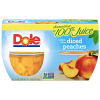 Dole Fruit Bowls, Diced Peaches, 4 Cups - Water Butlers