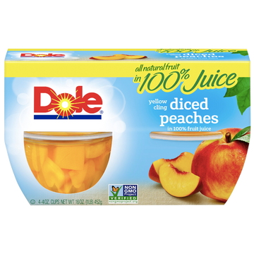 Dole Fruit Bowls, Diced Peaches, 4 Cups