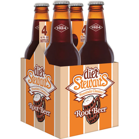 Stewart's Diet Fountain Classics Original Root Beer, 12 Fl. Oz., 4 Ct