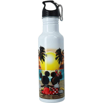 Disney Mickey & Minnie Mouse Sunset Aluminum Water Bottle with Carabiner Hook