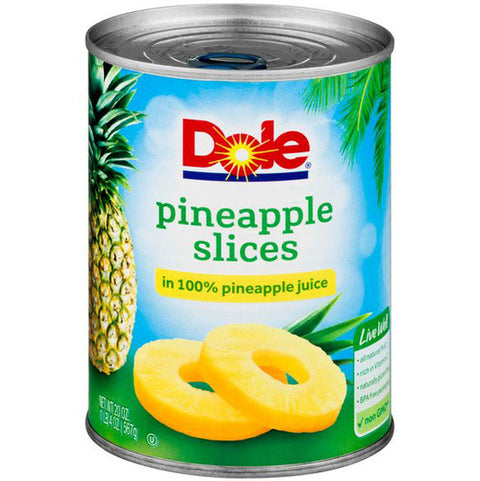 Dole Pineapple Slices in 100% Pineapple Juice, Canned, 20oz