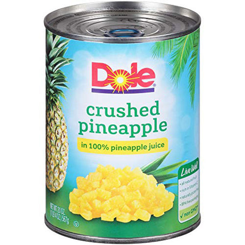 Dole Crushed Pineapple in 100% Pineapple Juice, Canned, 20oz