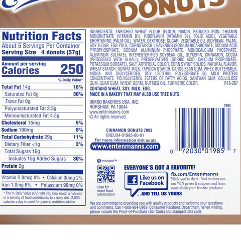 Entenmann's Cinnamon Bagged Donuts, 10 oz