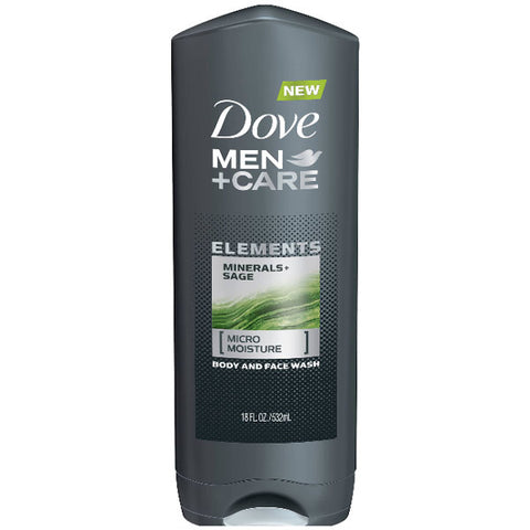 Dove Men+Care Elements Minerals and Sage Body And Face Wash, 18 oz