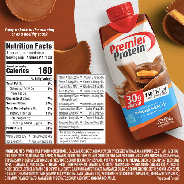 Premier Protein Shake, 30g Protein, Chocolate Peanut Butter, 4 Pack